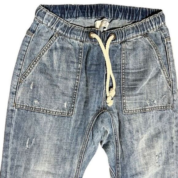 One Teaspoon Denim Joggers Boyfriend Fit Distressed Drawstring Waist X Small - Picture 2 of 4